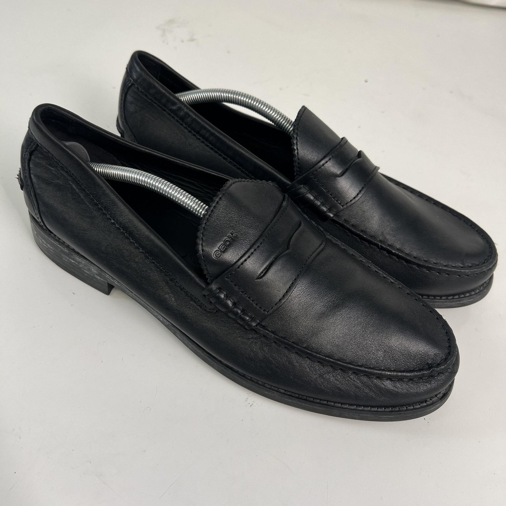 Geox Respira Shoes Mens Size 12.5 Black Leather Penny Loafers Dress U24W6B